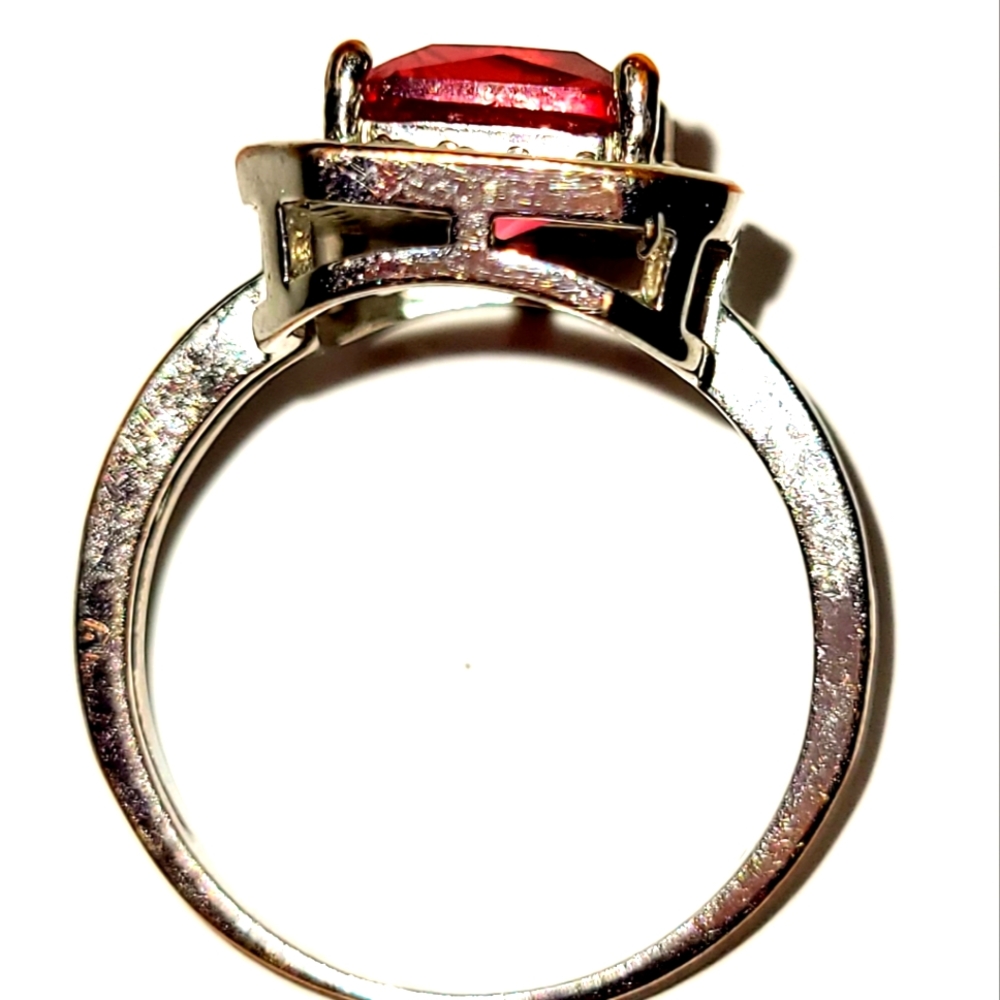 Lab created square Ruby ring. CLOSET CLOSEOUT! - Picture 3 of 4